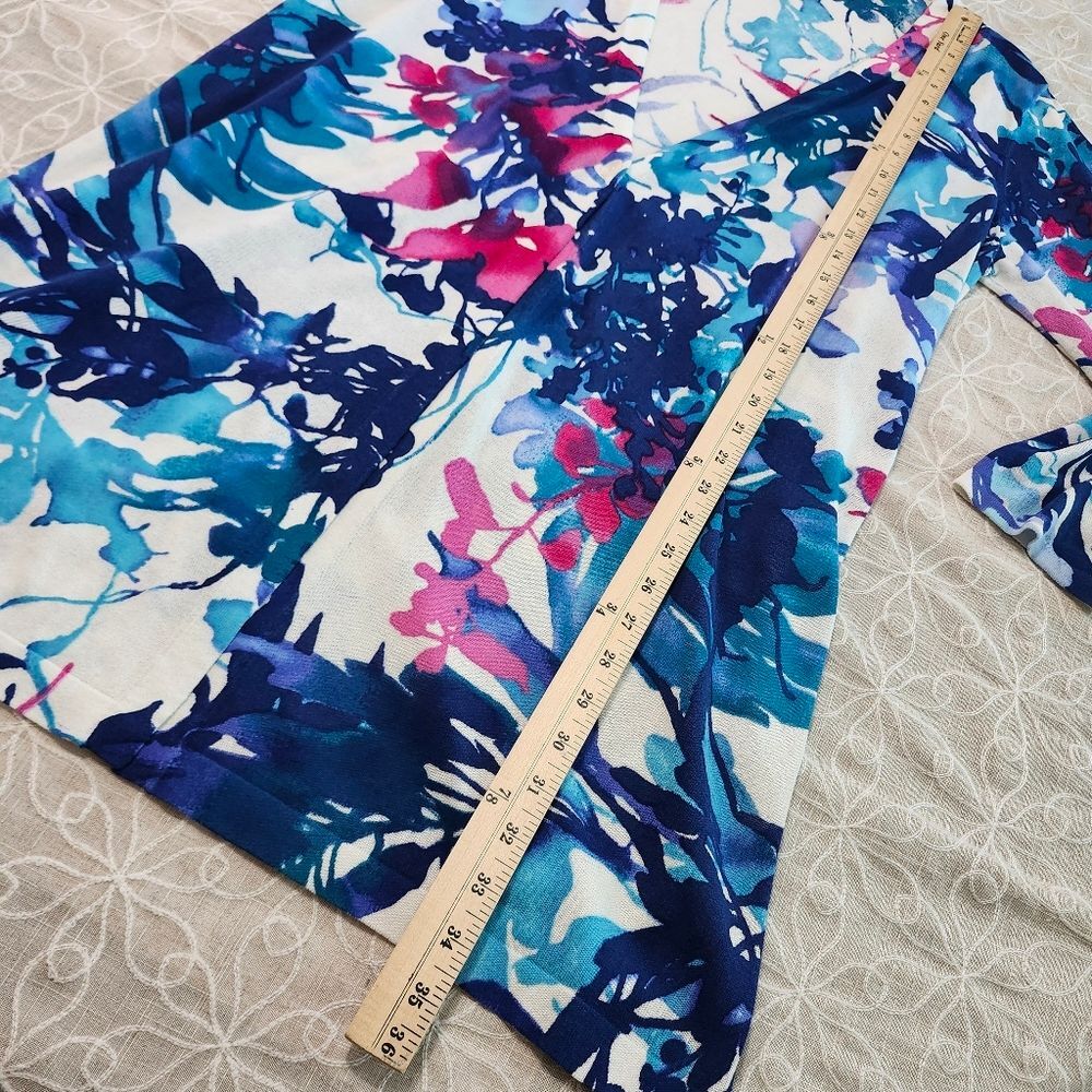 Chico's Spring Paradise Cardigan Sweater Floral Pattern Longline Lightweight - Picture 12 of 13